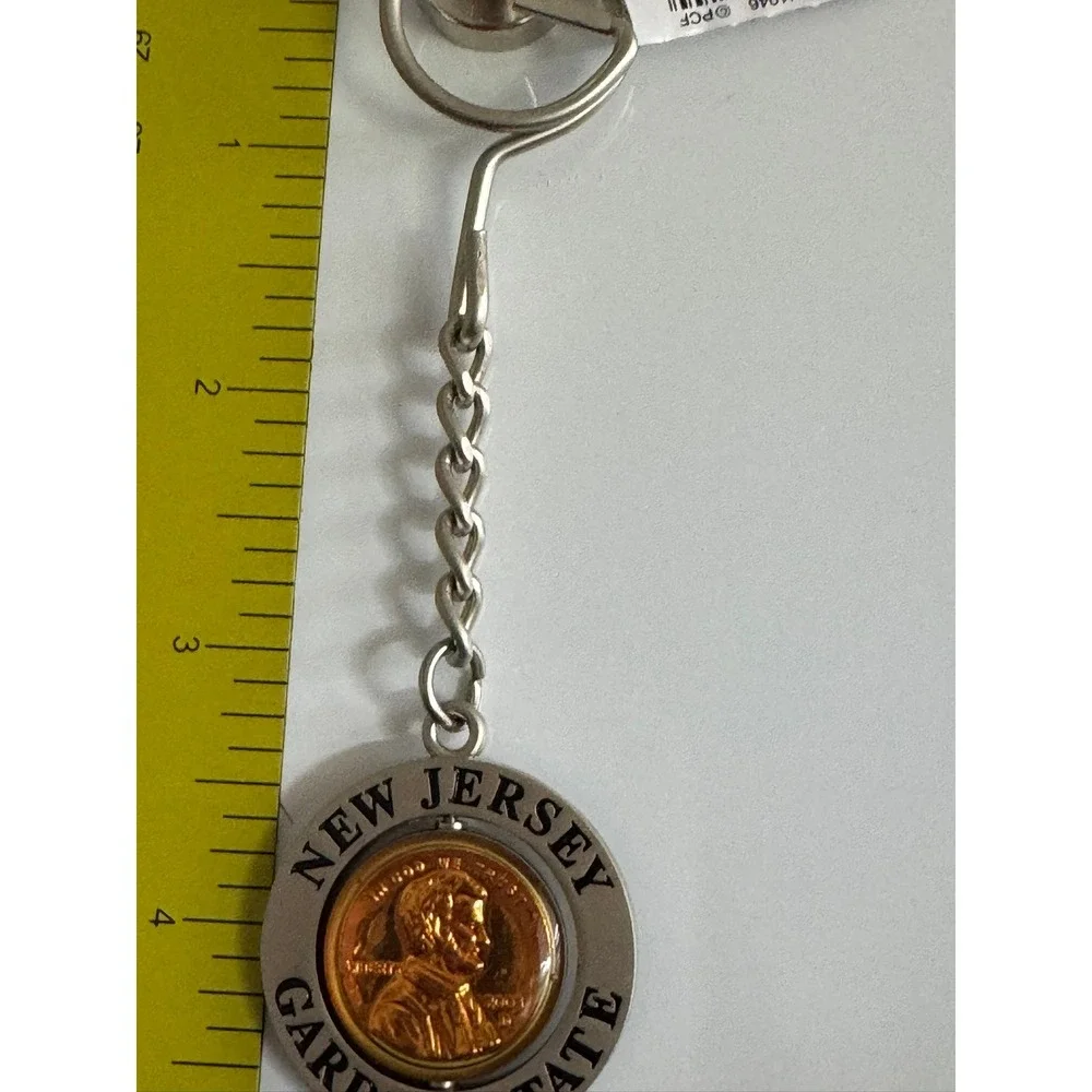 New Jersey Garden State Souvenir Keychain Spinning 2003 Lincoln Penny